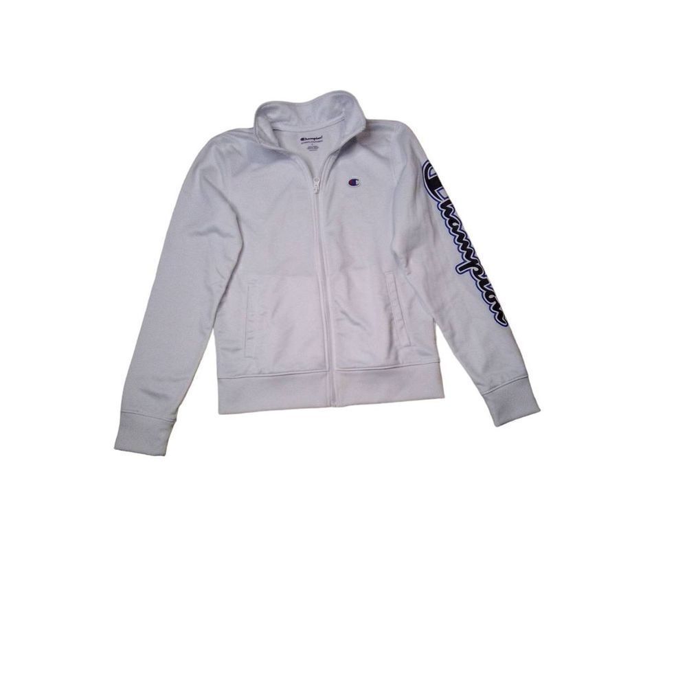 Champion Kids Youth Full Zip White Athletic Hoodie Sweatshirt Jacket Activewear